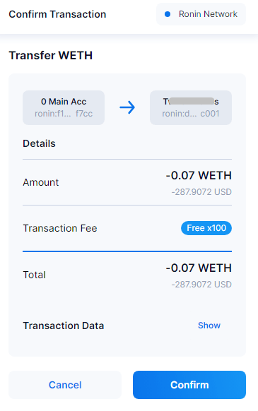 confirm transaction in ronin wallet extension