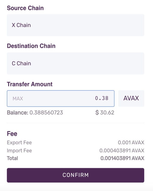contract chain avalanche wallet