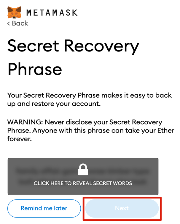 secret recovery phrase metamask wallet