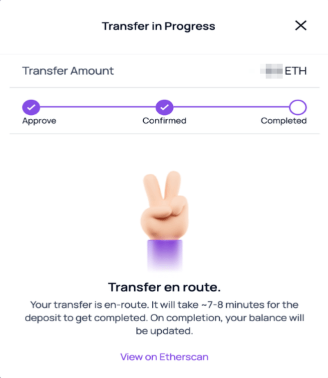 transfer in progress token from ethereum to polygon