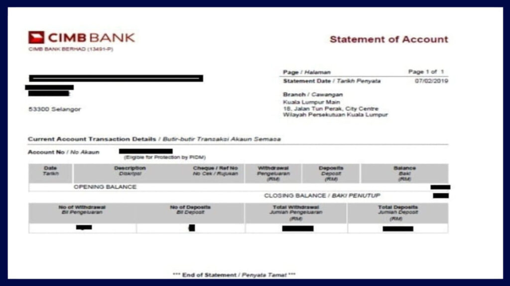 contoh statement bank cimb
